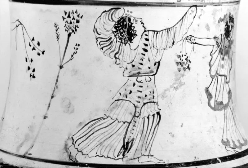 Sotheby Painter - White-Ground Pyxis With Maenads - Walters 482019 - Detail 