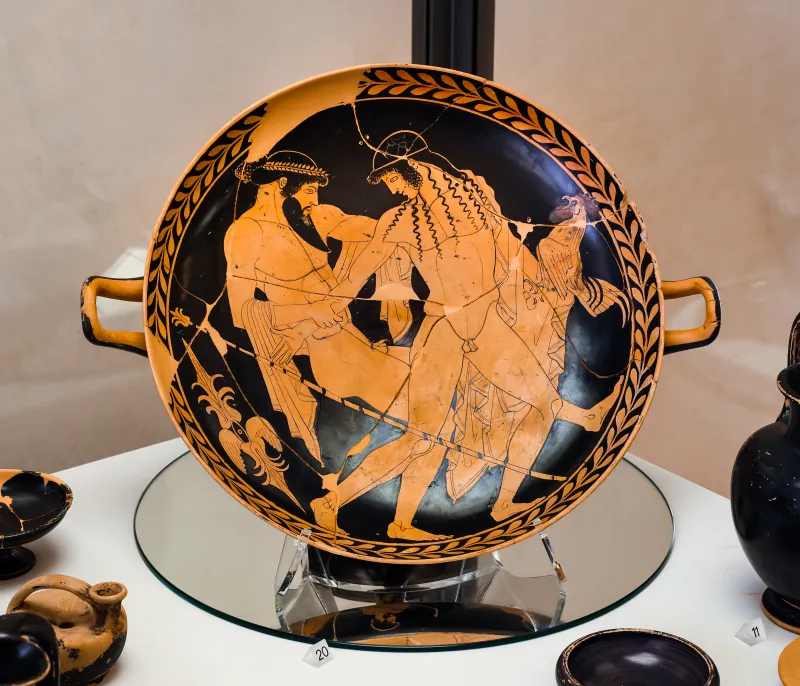 Penthesilea Painter And Splanchnopt Painter - Arv 880 12 - Zeus Abducting Ganymedes - Man And Youths With Horse - Ferrara Man 7351 - 