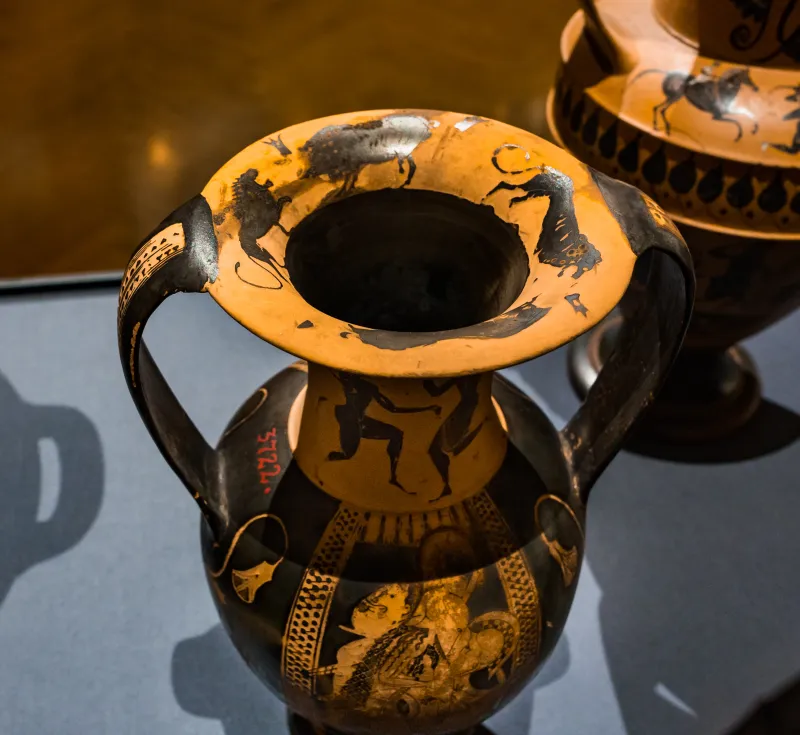 Very Early Attic Bilingual Nikosthenic Neck-Amphora - Arv 11 3 - Ajax Carrying The Body Of Achilles - Dike And Adikia - Wien Khm As Iv 3722 - 