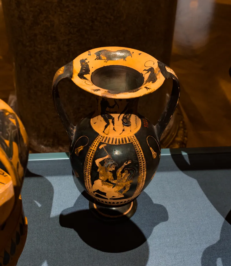 Very Early Attic Bilingual Nikosthenic Neck-Amphora - Arv 11 3 - Ajax Carrying The Body Of Achilles - Dike And Adikia - Wien Khm As Iv 3722 - 