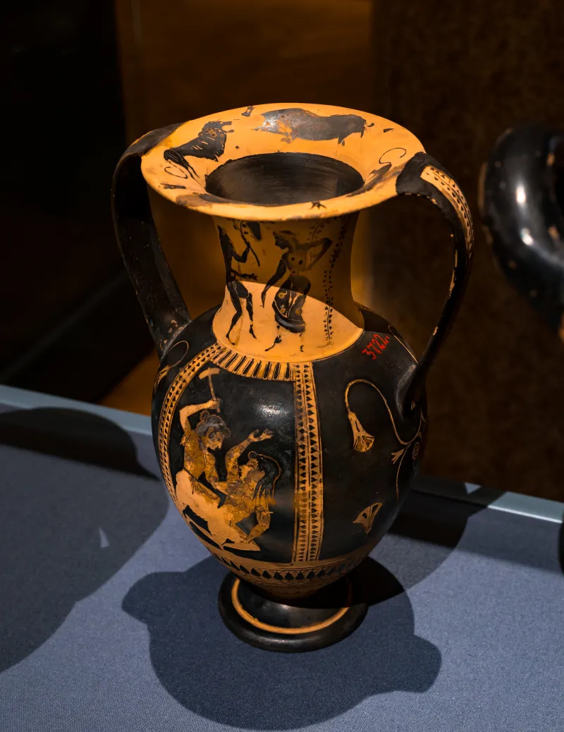 Very Early Attic Bilingual Nikosthenic Neck-Amphora - Arv 11 3 - Ajax Carrying The Body Of Achilles - Dike And Adikia - Wien Khm As Iv 3722 - 