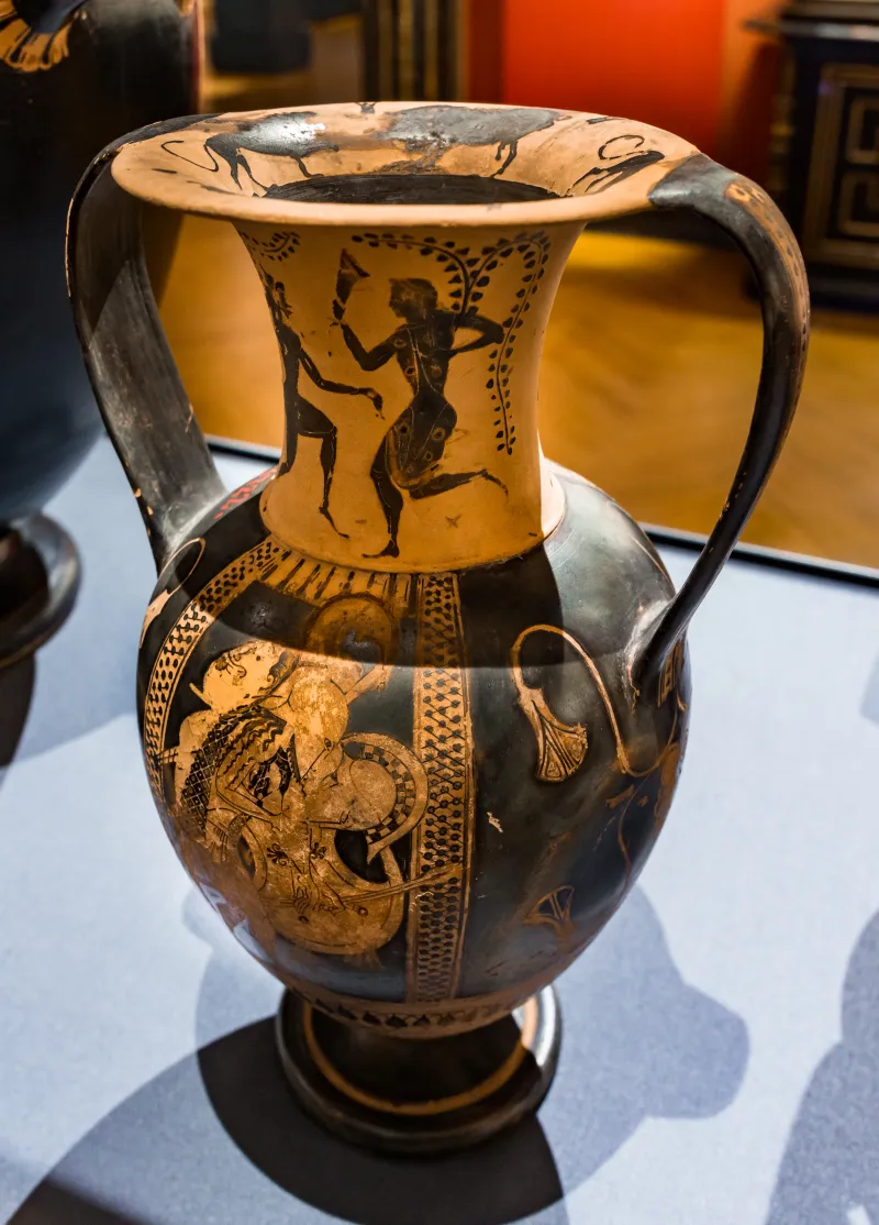 Very Early Attic Bilingual Nikosthenic Neck-Amphora - Arv 11 3 - Ajax Carrying The Body Of Achilles - Dike And Adikia - Wien Khm As Iv 3722 - 