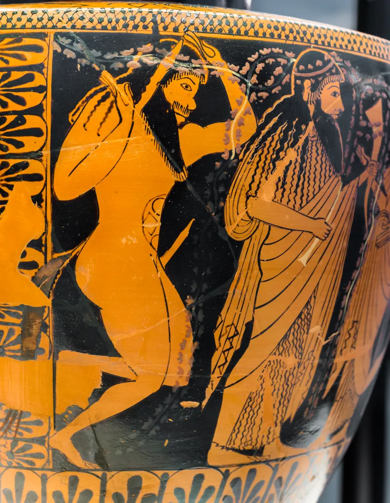 Very Early Bilingual Hydria Arv 12 7 Two War Chariots - Dionysos With Ariadne And Two Satyrs 