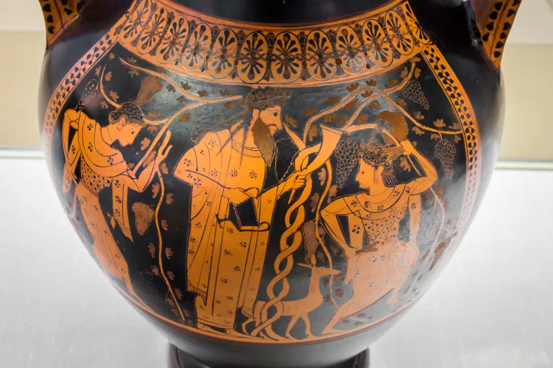 Very Early Red Figure Pot Arv 11 1 Dionysos With Maenads - Achilles And Ajax Playing 