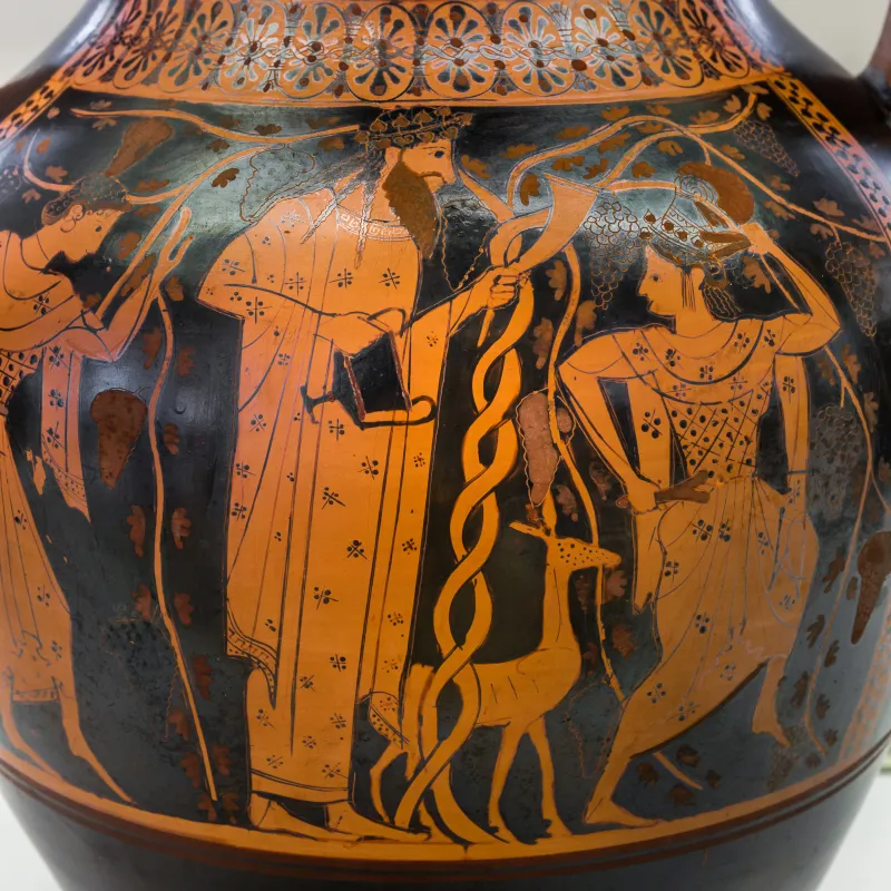 Very Early Red Figure Pot Arv 11 1 Dionysos With Maenads - Achilles And Ajax Playing 