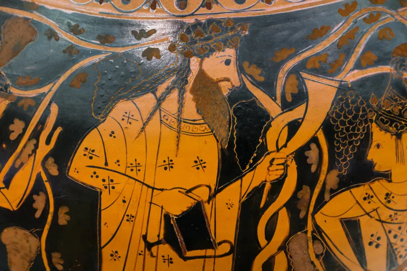 Very Early Red Figure Pot Arv 11 1 Dionysos With Maenads - Achilles And Ajax Playing 