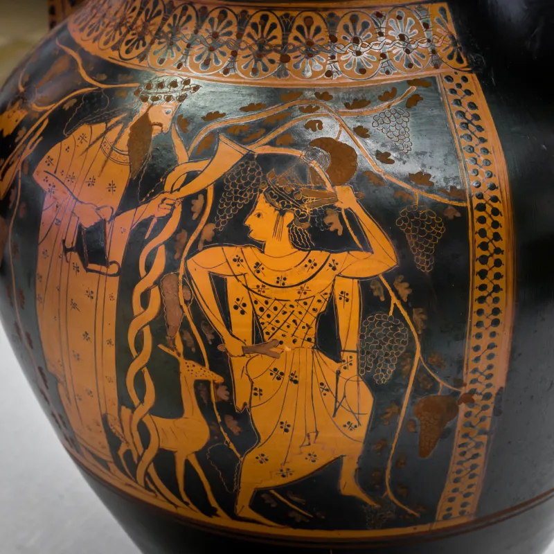 Very Early Red Figure Pot Arv 11 1 Dionysos With Maenads - Achilles And Ajax Playing 
