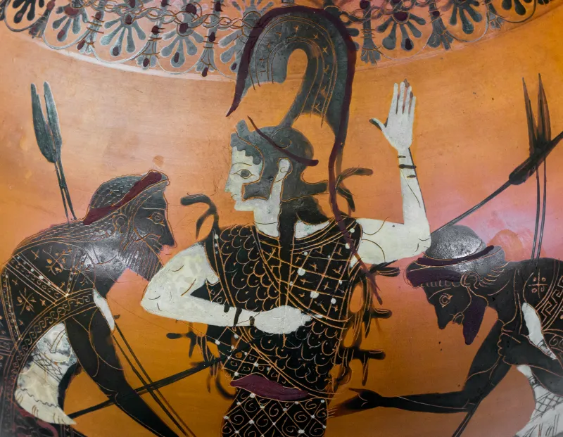 Very Early Red Figure Pot Arv 11 1 Dionysos With Maenads - Achilles And Ajax Playing 