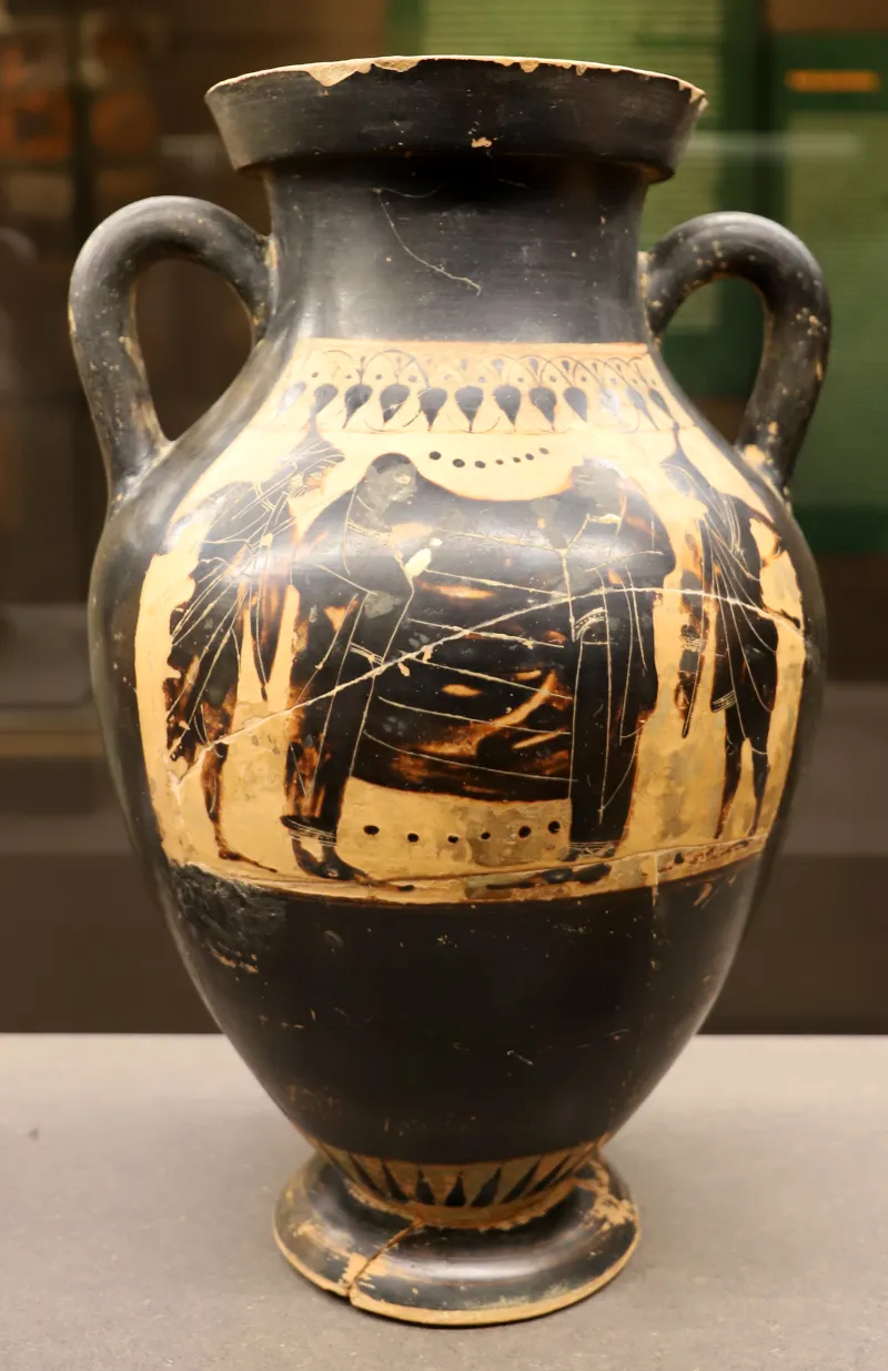 Pittore Dell'altalena (Cerchia), Anfora A Profilo Continuo Con Coppie Di Guerrieri E Di Donne, Da Bettolle, Di Quercia Caffera, 530-520 Ac 