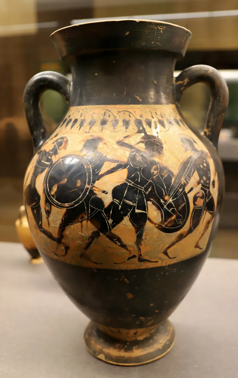 Pittore Dell'altalena (Cerchia), Anfora A Profilo Continuo Con Coppie Di Guerrieri E Di Donne, Da Bettolle, Di Quercia Caffera, 530-520 Ac 