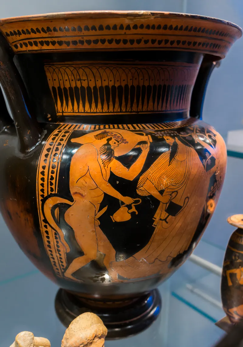 Syracuse Painter Arv 518 5 Dionysos With Satyr And Maenad - Komos 