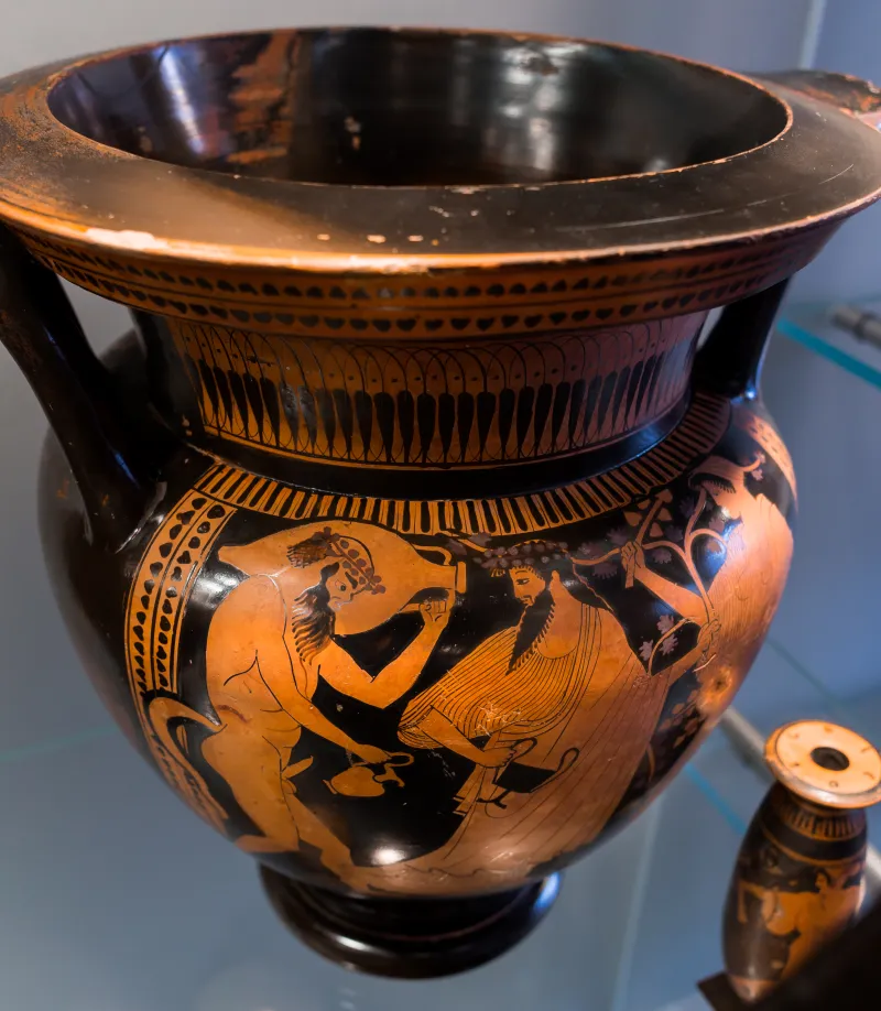 Syracuse Painter Arv 518 5 Dionysos With Satyr And Maenad - Komos 