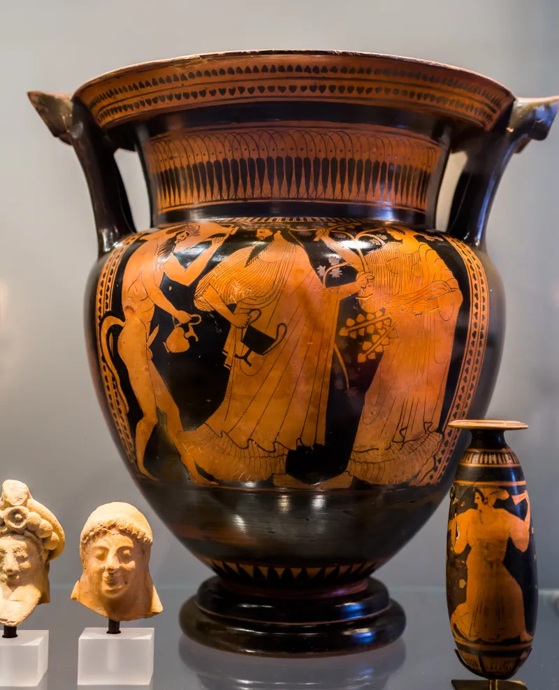 Syracuse Painter Arv 518 5 Dionysos With Satyr And Maenad - Komos 