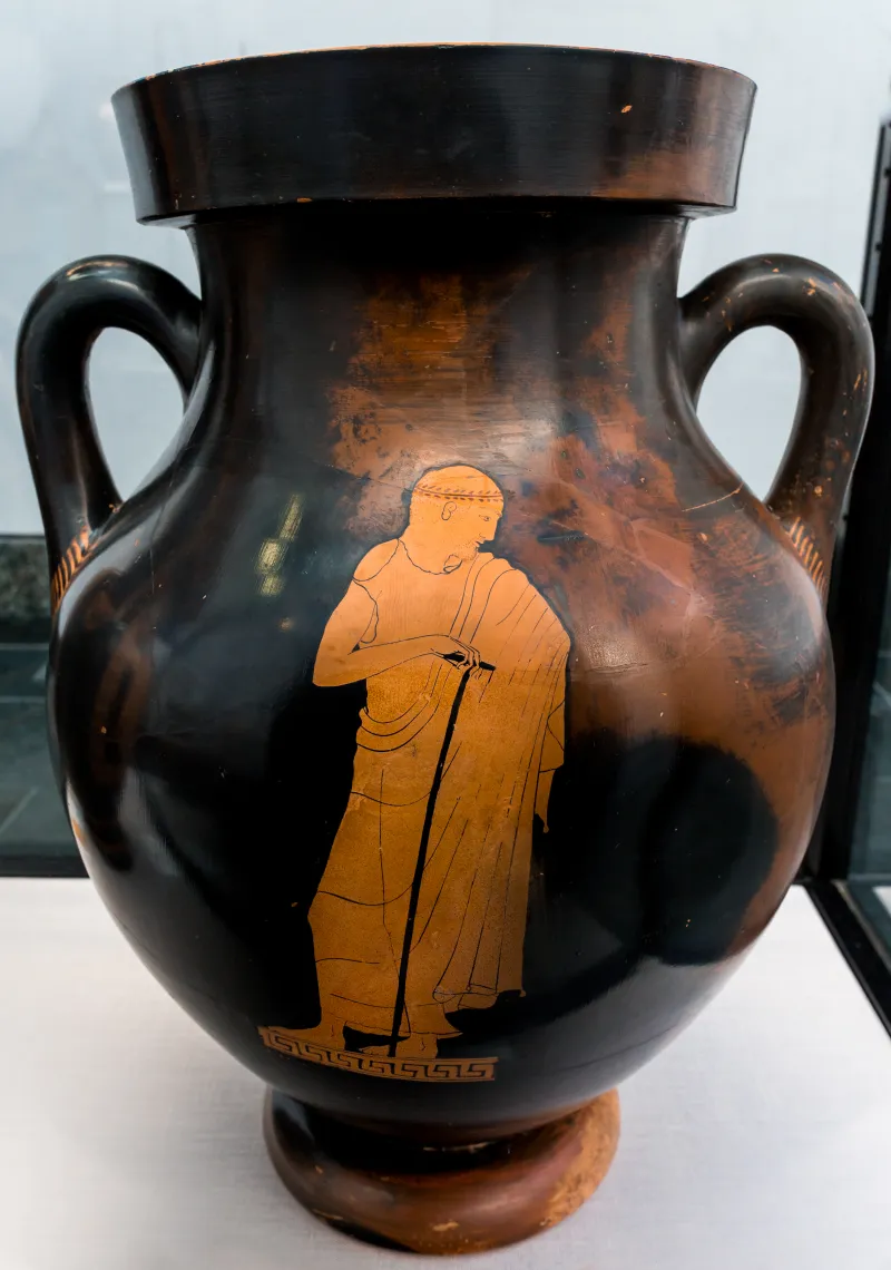 Kopenhagen Painter Arv 256 1Extra - Wreathed Bald Old Man In Mantle Standing With Staff 