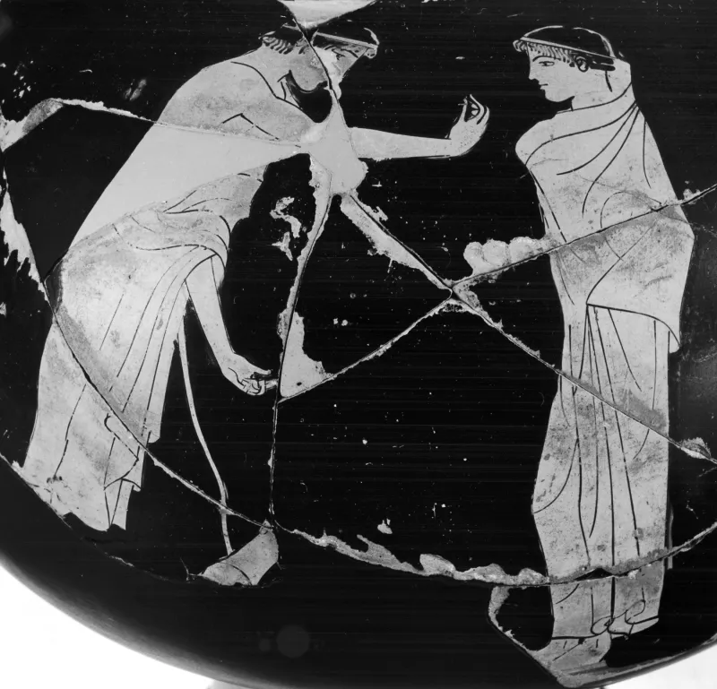Syriskos Painter - Psykter With Athlete And Servant Boy And Youth And A Dog - Walters 4877 - Side A 