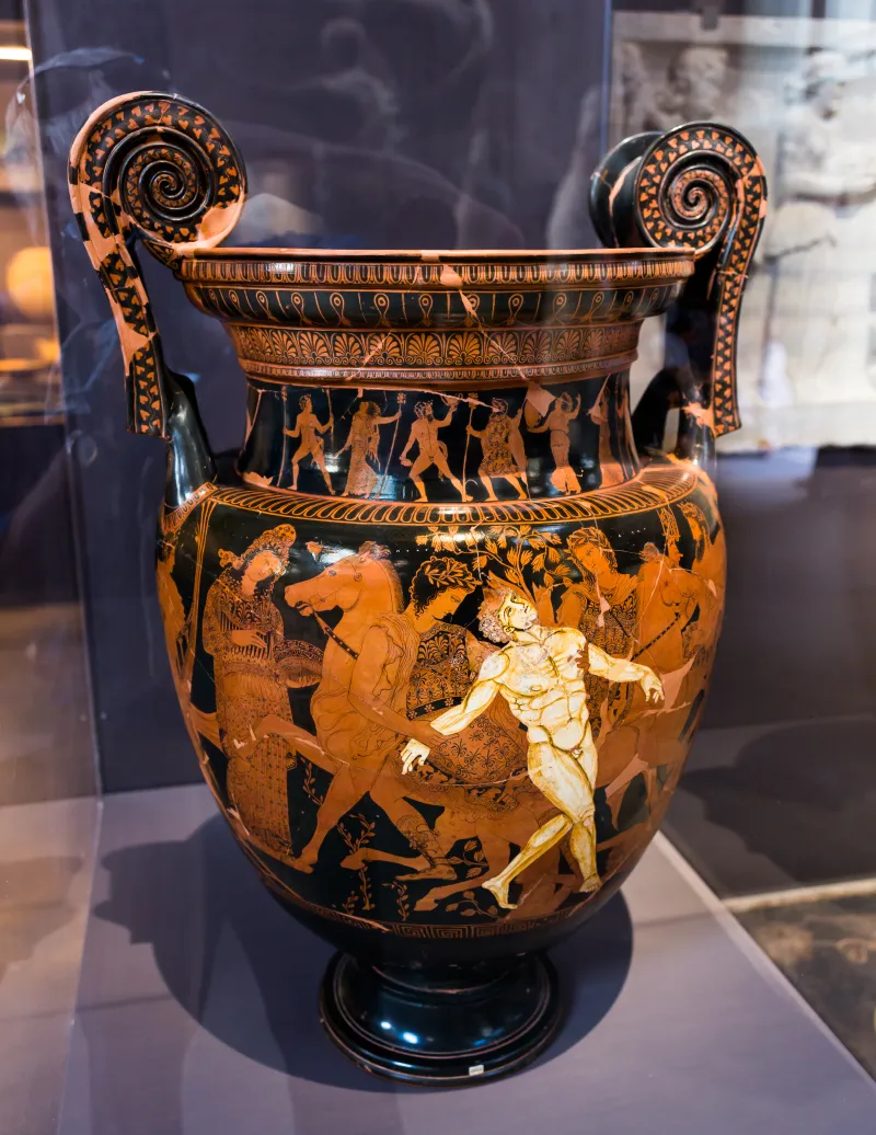 Talos Painter - Arv 1338 1 - Dionysos With Satyrs And Maenads - Death Of Talos - Argonauts And Gods - Ruvo Manj 36933 - 