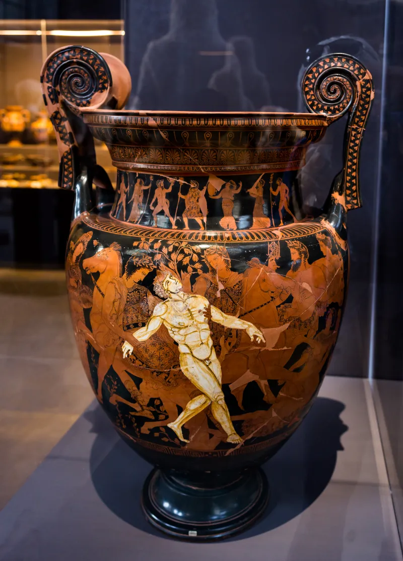 Talos Painter - Arv 1338 1 - Dionysos With Satyrs And Maenads - Death Of Talos - Argonauts And Gods - Ruvo Manj 36933 - 
