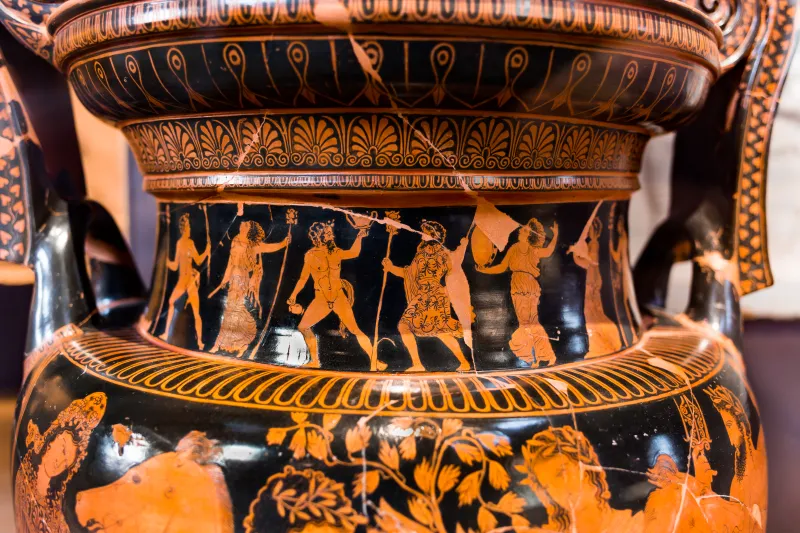 Talos Painter - Arv 1338 1 - Dionysos With Satyrs And Maenads - Death Of Talos - Argonauts And Gods - Ruvo Manj 36933 - 