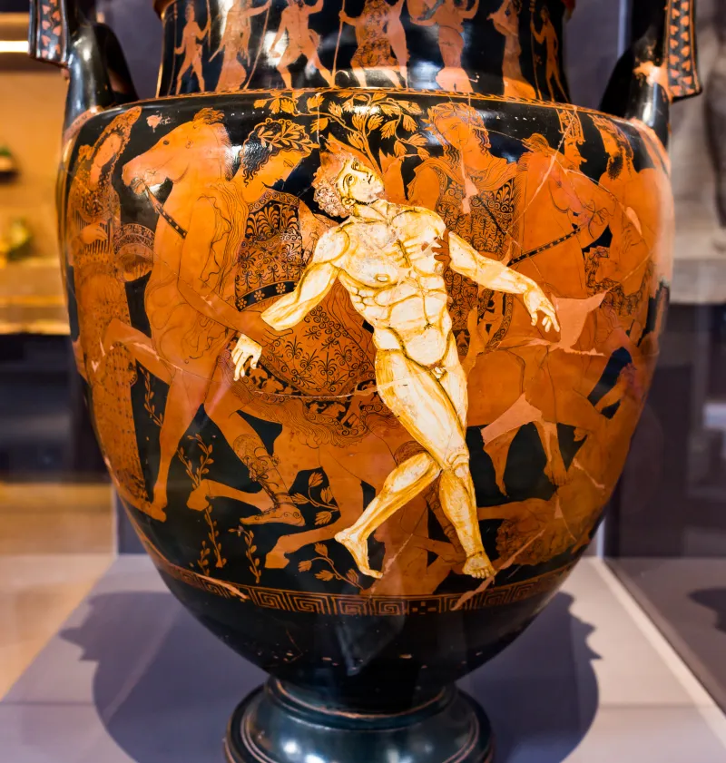 Talos Painter - Arv 1338 1 - Dionysos With Satyrs And Maenads - Death Of Talos - Argonauts And Gods - Ruvo Manj 36933 - 