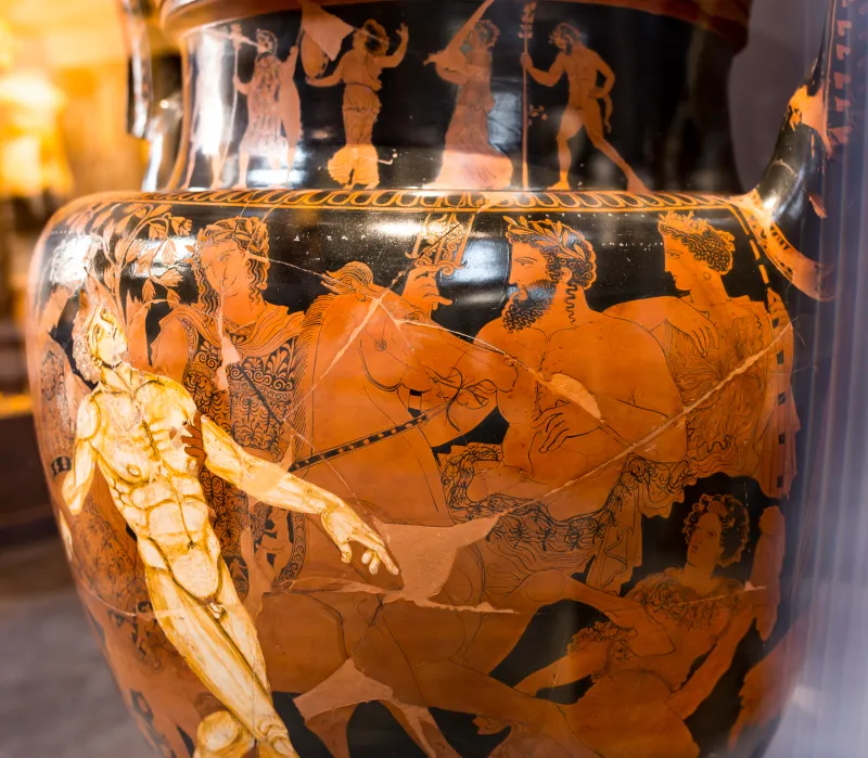 Talos Painter - Arv 1338 1 - Dionysos With Satyrs And Maenads - Death Of Talos - Argonauts And Gods - Ruvo Manj 36933 - 