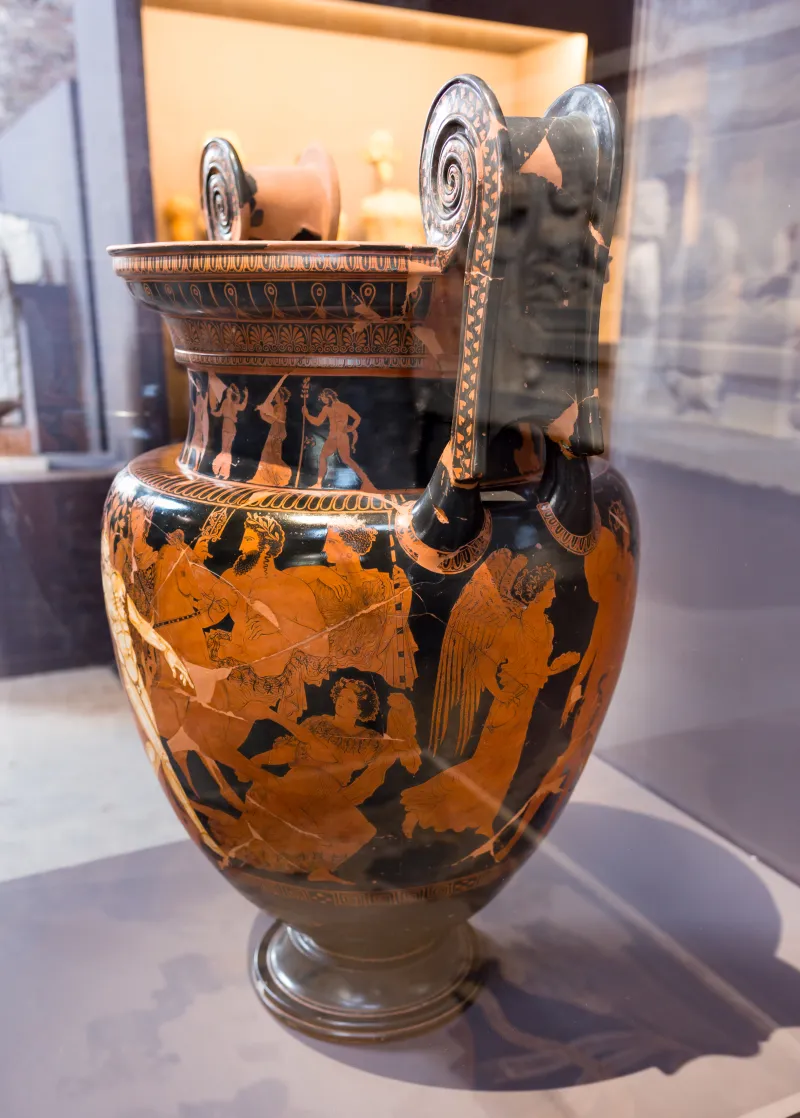 Talos Painter - Arv 1338 1 - Dionysos With Satyrs And Maenads - Death Of Talos - Argonauts And Gods - Ruvo Manj 36933 - 