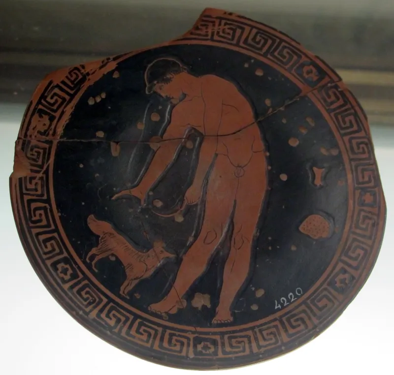 Pittore Di Tarquinia (Maniera), Di Kylix Con Atleta Con Lo Strigile E Cane, 460-50 Ac 