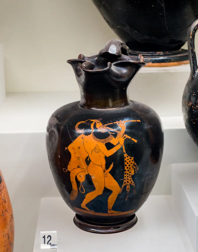 Terpaulos Painter - Arv 308 1 - Satyr Terpaulos Playing Auloi - Roma Mnevg 2647 - 