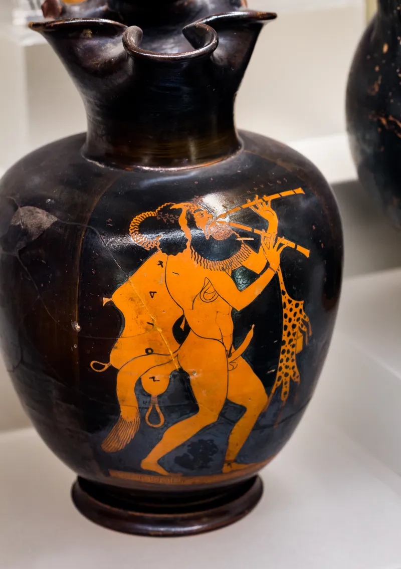 Terpaulos Painter - Arv 308 1 - Satyr Terpaulos Playing Auloi - Roma Mnevg 2647 - 