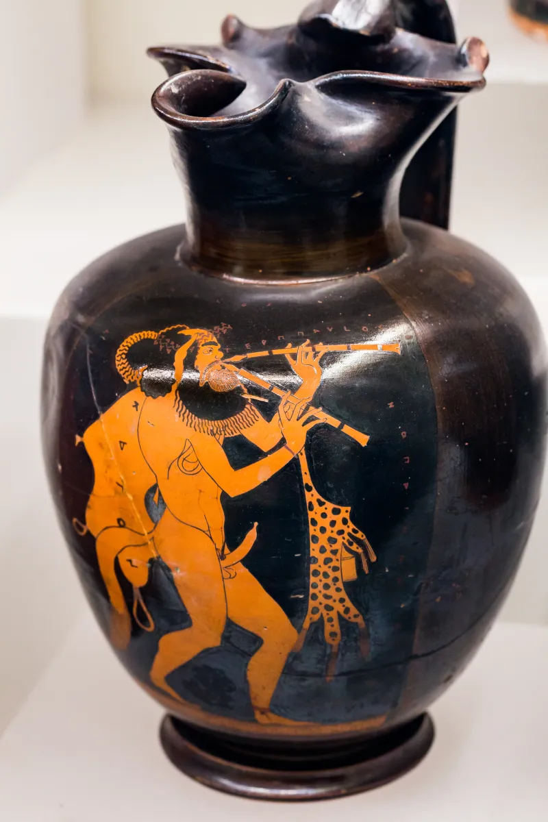 Terpaulos Painter - Arv 308 1 - Satyr Terpaulos Playing Auloi - Roma Mnevg 2647 - 