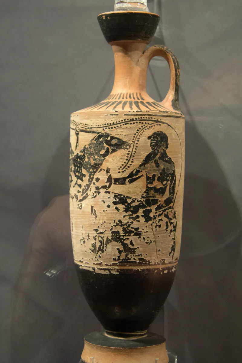 Attic Black-Figure Lekythos, Odysseus,Theseus Painter, 500 Bc, Ashmoleanm, An 