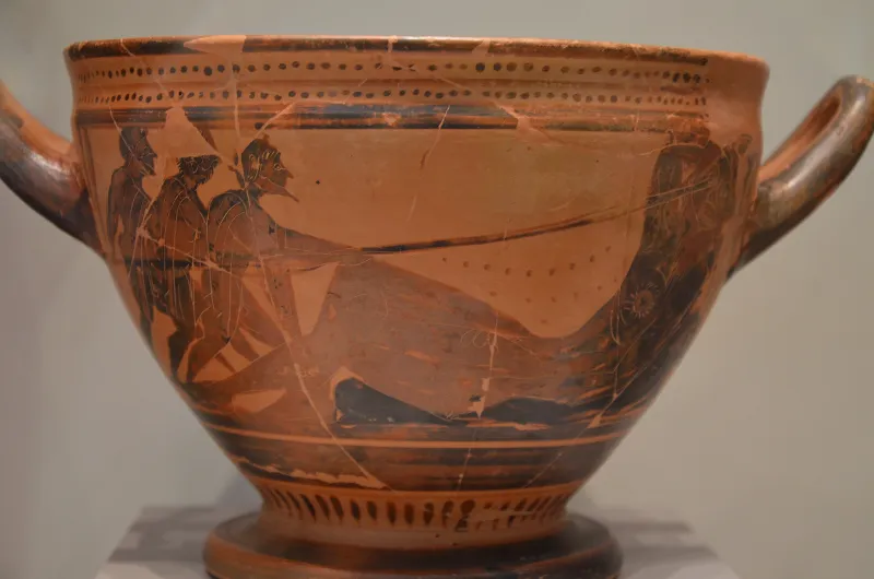 Attic Black-Figure Skyphos, Odysseus Blinds The Sleeping Cyclop Polyphemus, By The Theseus Painter, From Boeotia (Greece), 490-480 Bc, Altes Museum Berlin 