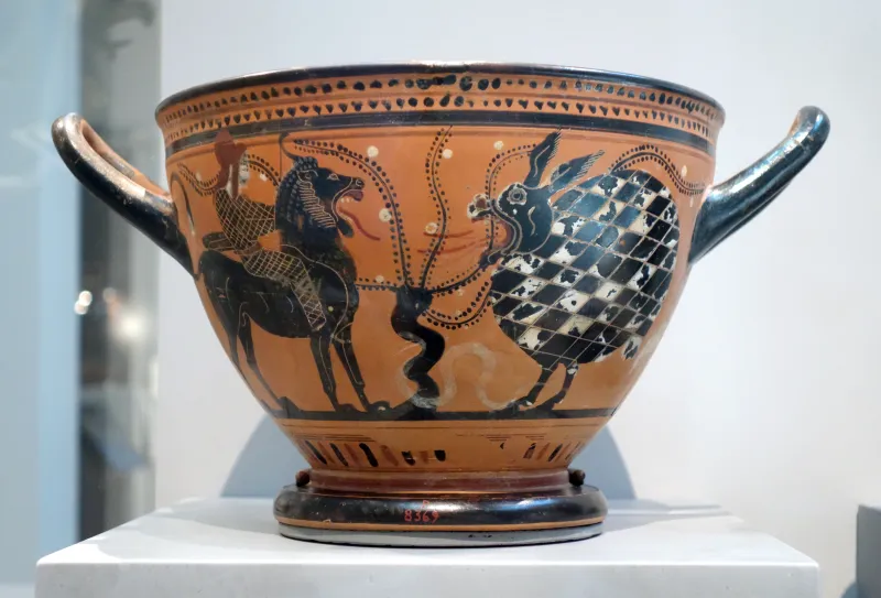 Black-Figure Skyphos Amazon And Monster (Boston Mfa 