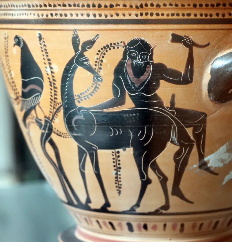 Pittore Di Teseo, Skyphos Attico, 510-490 Ac, Da Massafra (Ta), 02 Sileno Che Salta Su Una 