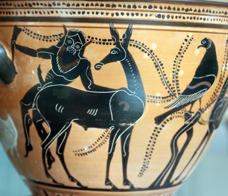 Pittore Di Teseo, Skyphos Attico, 510-490 Ac, Da Massafra (Ta), 04 Sileno Che Salta Su Una 