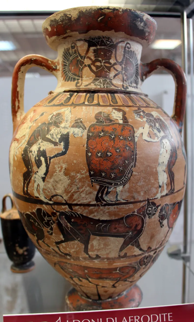 Pittore Di Timiades, Anfora Tirrenica Con Animali, Figure Mitologiche E Scene Erotiche, Da Tharros (Cabras), 570-60 Ac 