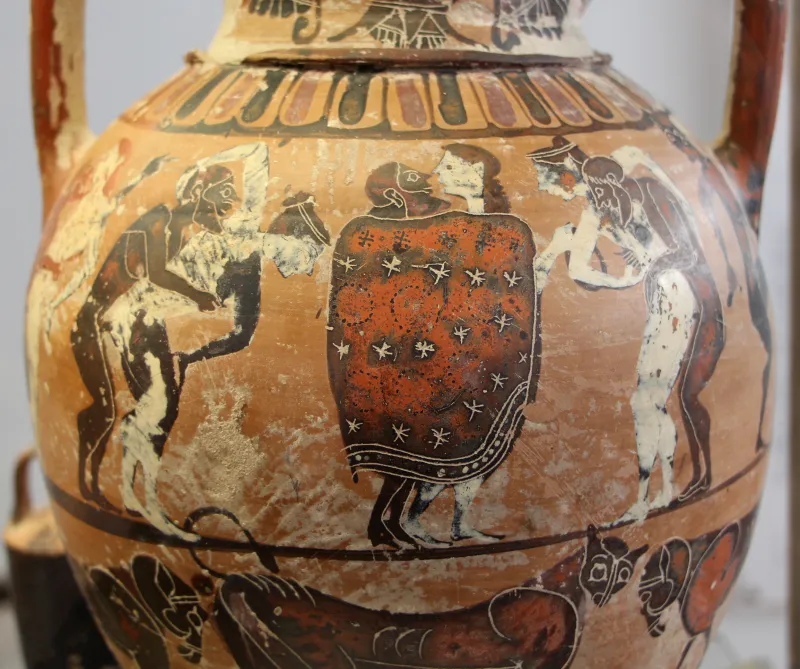 Pittore Di Timiades, Anfora Tirrenica Con Animali, Figure Mitologiche E Scene Erotiche, Da Tharros (Cabras), 570-60 Ac 
