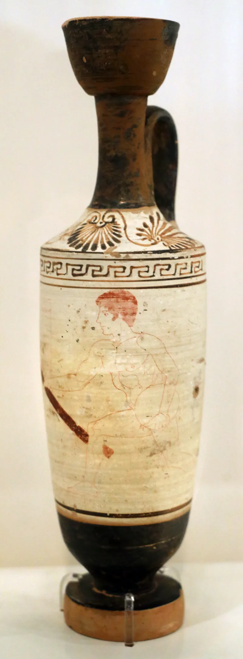 Periodo Classico Maturo, Lekythos Attico A Sfondo Bianco Con Giovane Con Torcia Presso Una Stele Feneraria, Da Eretria, Pittore Della Torcia, 430-420 Ac 1979, 