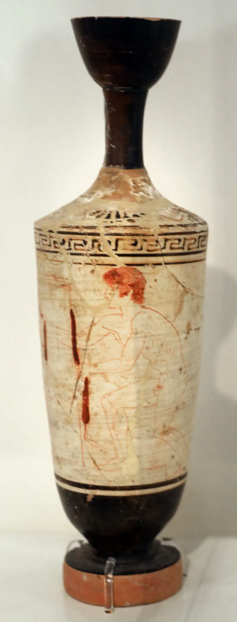 Periodo Classico Maturo, Lekythos Attico A Sfondo Bianco Con Giovane In Adorazione Di Una Stele Feneraria, Da Eretria, Pittore Della Torcia, 430-420 Ac 1970, 