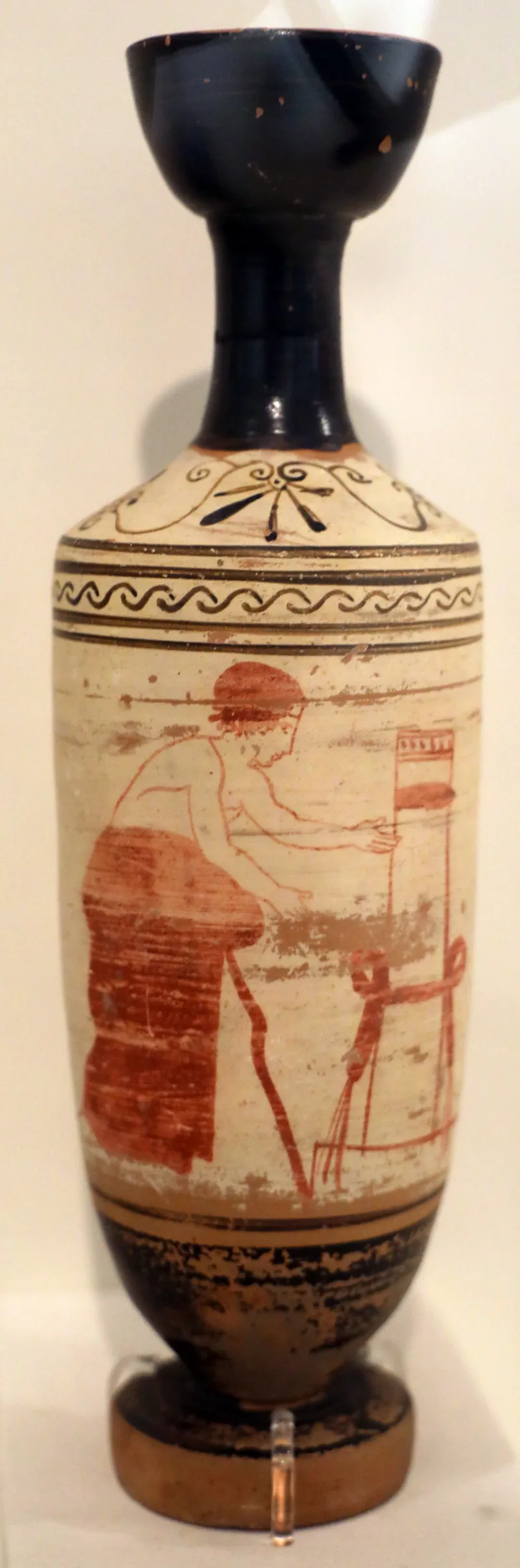 Periodo Classico Maturo, Lekythos Attico A Sfondo Bianco Con Uomo Presso Una Tomba, Da Eretria, Pittore Della Torcia, 450-425 Ac 11730, 