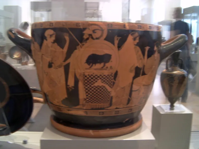 Departing Warrior On A Skyphos By The Triptolemos Painter Antikensammlung 