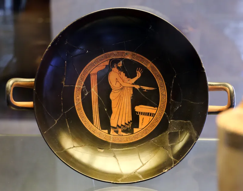 Pittore Di Triptolemos, Kylix Attica Con Scena Di Libagione, 490-470 Ac 