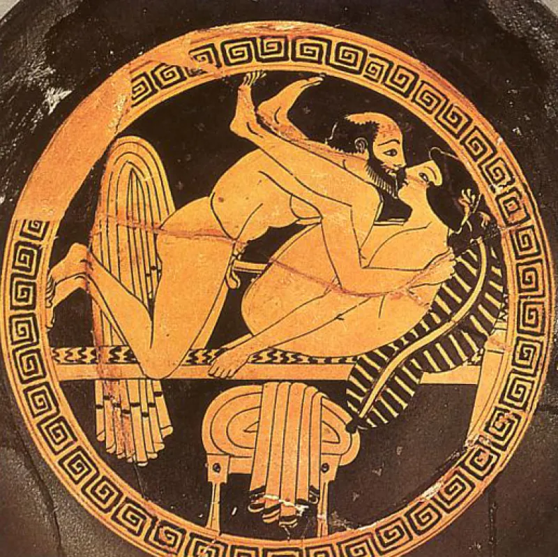 Sexual Act At Tondo Of Attic Red-Figure Kylix By The Triptolemos 