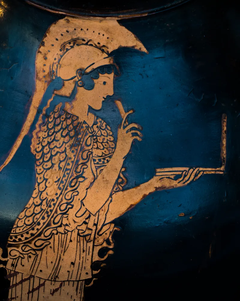 Triptolemos Painter Arv 362 14 Athena Writing - Athlete With Spear 