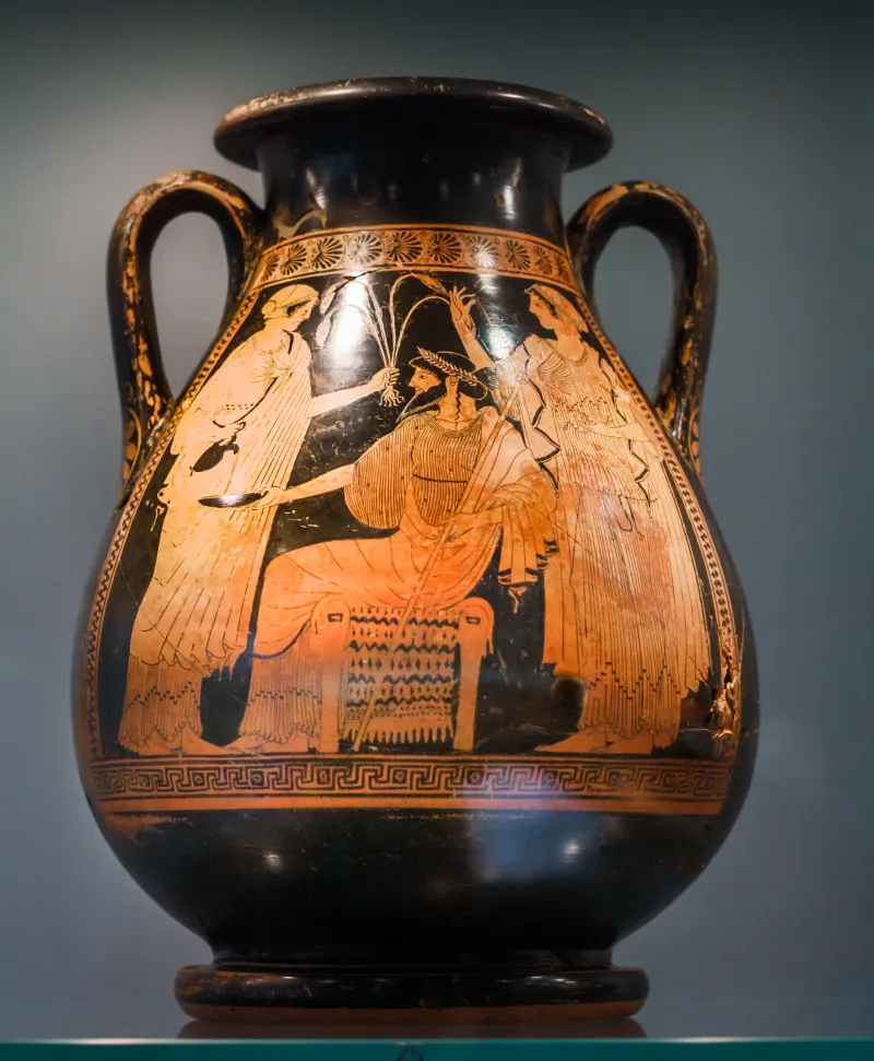 Triptolemos Painter Arv 362 19 Triptolemos With Demeter And Persephone - Theseus With Poseidon And Goddess 
