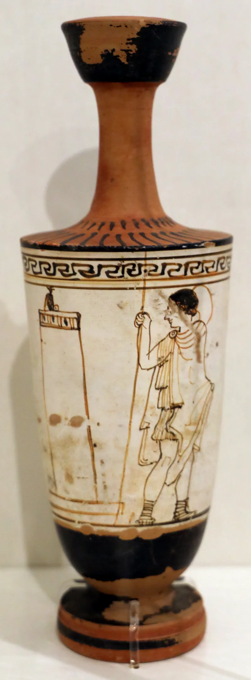 Primo Periodo Classico, Lekythos Attico A Sfondo Bianco Con Giovane Che Si Allontana Da Una Tomba, Pittore Di Tymbos, 475-470 Ac Ca, 