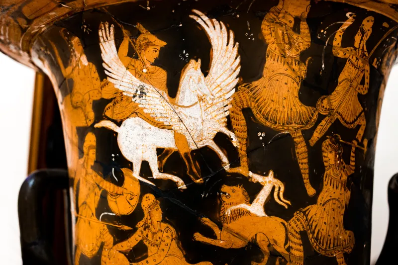 Upsala Painter - Arv 1437 Extra - Bellerophon Fighting The Chimaira And Amazons - Maenad Between Satyrs - Roma Mnevg 1514 - 