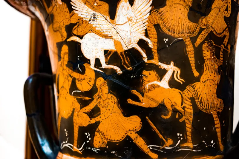 Upsala Painter - Arv 1437 Extra - Bellerophon Fighting The Chimaira And Amazons - Maenad Between Satyrs - Roma Mnevg 1514 - 